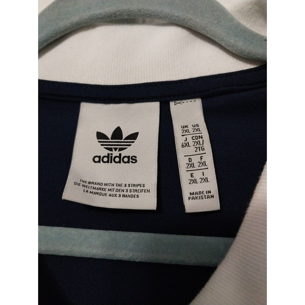 Adidas Men's Classic Cotton Polo Shirt Logo  Stripes Navy Blue White Size 2XL - Picture 3 of 6